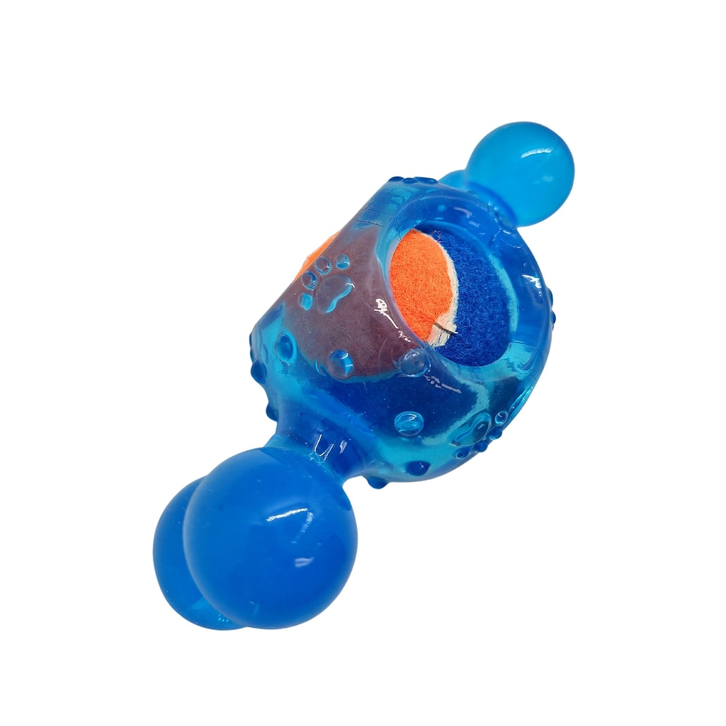 Pelota de tenis chirriante para perros, inspirada en caramelos azules. Juguete masticable de TPR, duradero y que promueve la salud dental.