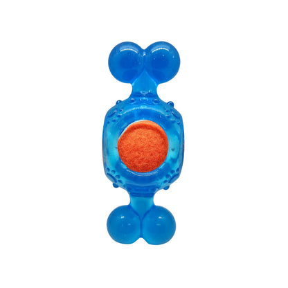 Pelota de tenis chirriante para perros, inspirada en caramelos azules. Juguete masticable de TPR, duradero y que promueve la salud dental.