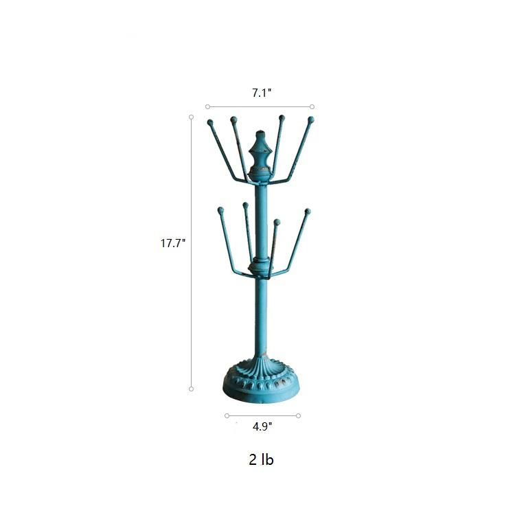 Blue Cup Holder Planter Holder by RusticReach, metal vintage stand with multiple arms, 17.7in tall on Tampa Home & Garden Store