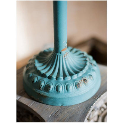 Blue Cup Holder Planter Holder RusticReach with ornate ribbed base on Tampa Home & Garden Store