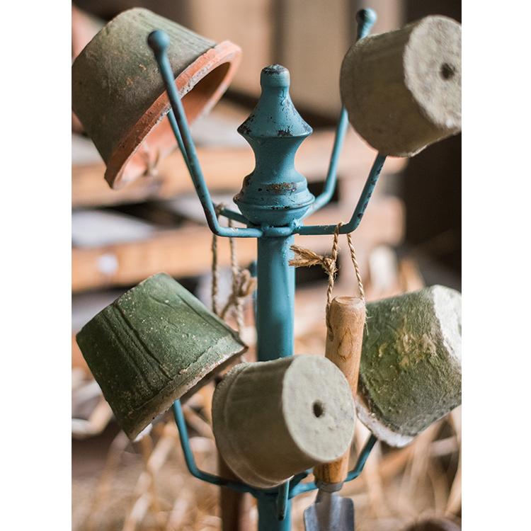 Blue RusticReach cup holder planter stand with weathered metal cups on Tampa Home & Garden Store