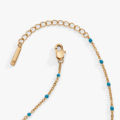 Turquoise Enamel Chain Anklet with Coin Stations