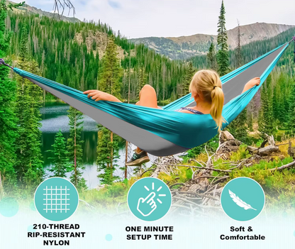 Hammock by River Country Gear in turquoise rip-resistant nylon, one-minute setup time on Tampa Home & Garden Store