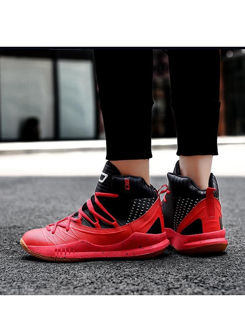 Stevvex ST85SH7855RDG basketball shoes red and black high-top anti-slip trainers on Tampa Home & Garden Store