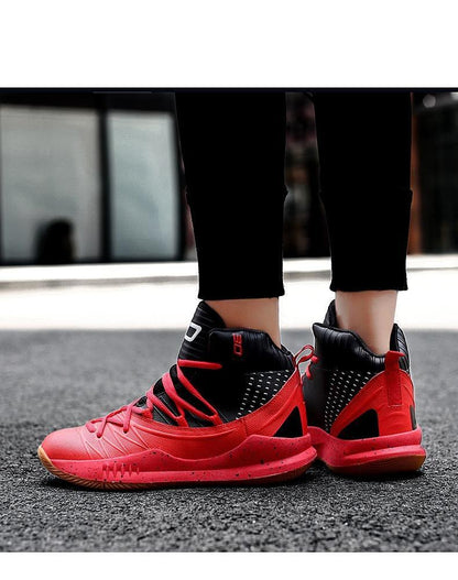 Stevvex ST85SH7855RDG basketball shoes red and black high-top anti-slip trainers on Tampa Home & Garden Store