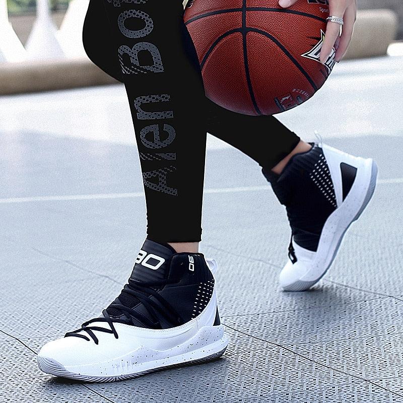 Stevvex ST85SH7855RDG basketball sneakers, high-top black/white athletic shoes on Tampa Home & Garden Store