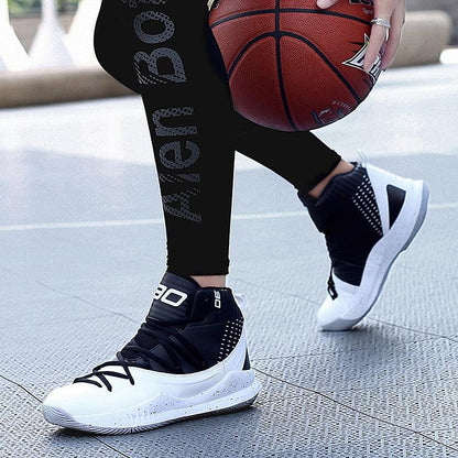 Stevvex ST85SH7855RDG basketball sneakers, high-top black/white athletic shoes on Tampa Home & Garden Store
