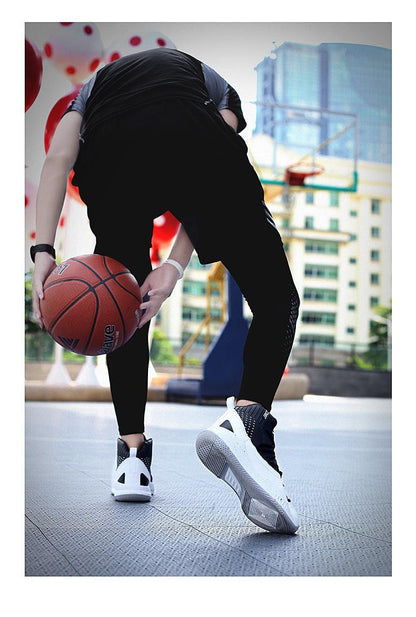 Stevvex basketball shoes white and black high-top anti-slip sneakers for men on Tampa Home & Garden Store
