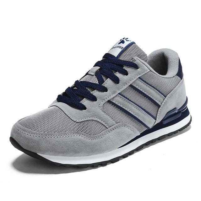 Stevvex blue mens casual sneakers with grey suede overlays and navy laces for everyday wear on Tampa Home & Garden Store