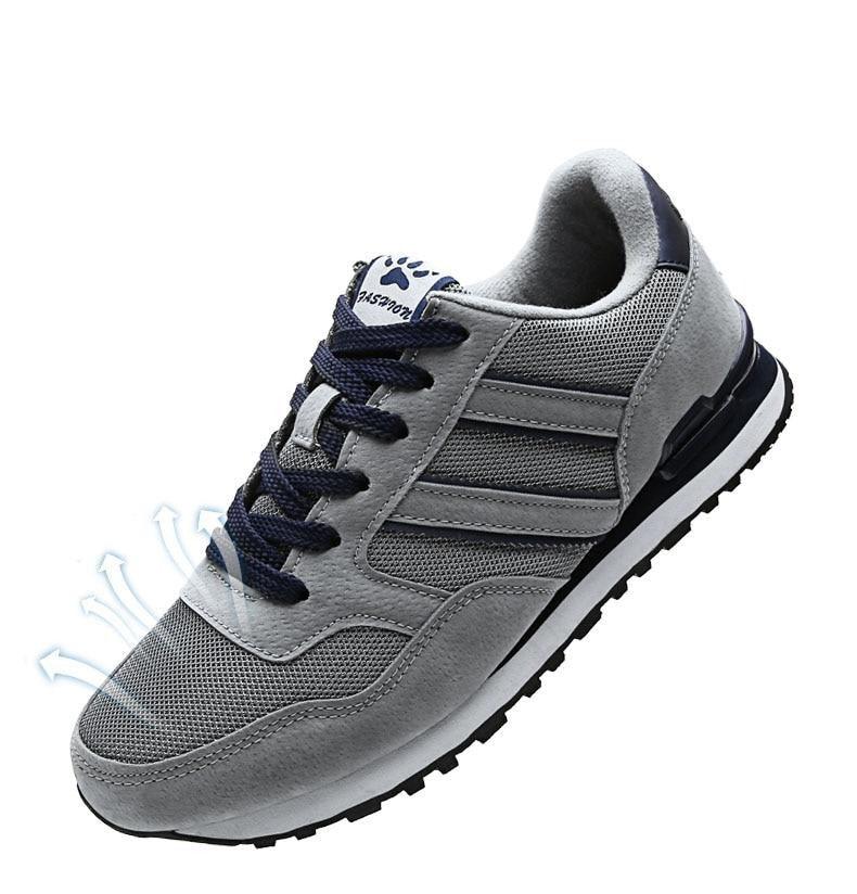 Stevvex blue men's casual sneaker with navy laces and suede mesh upper on Tampa Home & Garden Store