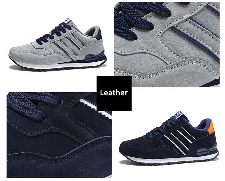 Stevvex blue and gray men's casual sneakers artificial leather four-view collage on Tampa Home & Garden Store