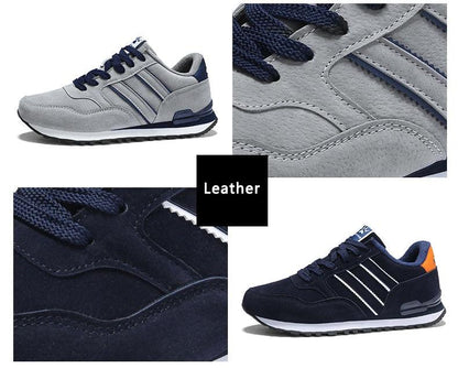 Stevvex blue and gray men's casual sneakers artificial leather four-view collage on Tampa Home & Garden Store