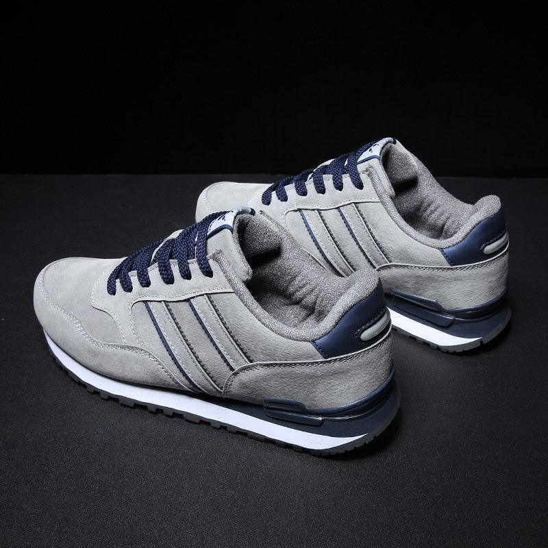 Blue Stevvex men's casual sneakers, grey-blue artificial leather, sporty walking shoes on Tampa Home & Garden Store