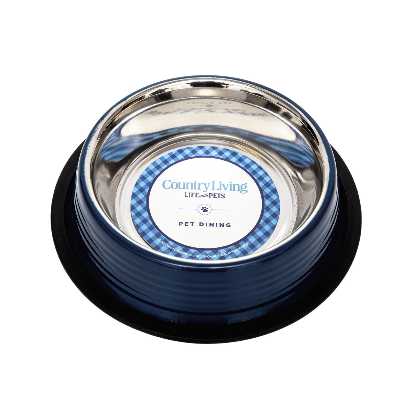 Ensemble de 2 gamelles antidérapantes à rainures pour animaux de compagnie Country Living – Bleu Poséidon
