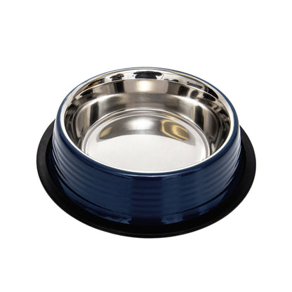 Ensemble de 2 gamelles antidérapantes à rainures pour animaux de compagnie Country Living – Bleu Poséidon