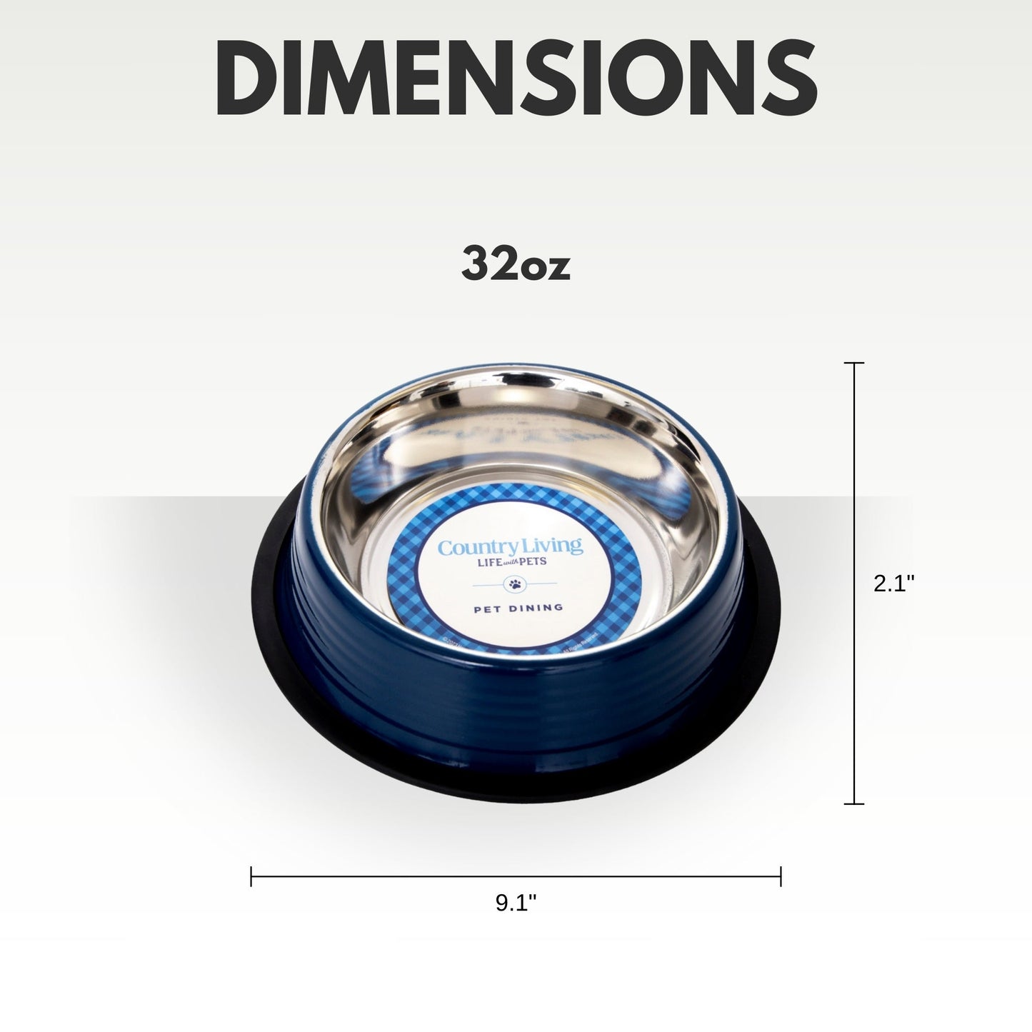 Ensemble de 2 gamelles antidérapantes à rainures pour animaux de compagnie Country Living – Bleu Poséidon