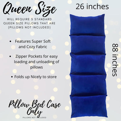 Blue Pillow Bed Case for kids floor lounger, soft cozy fabric on Tampa Home & Garden Store