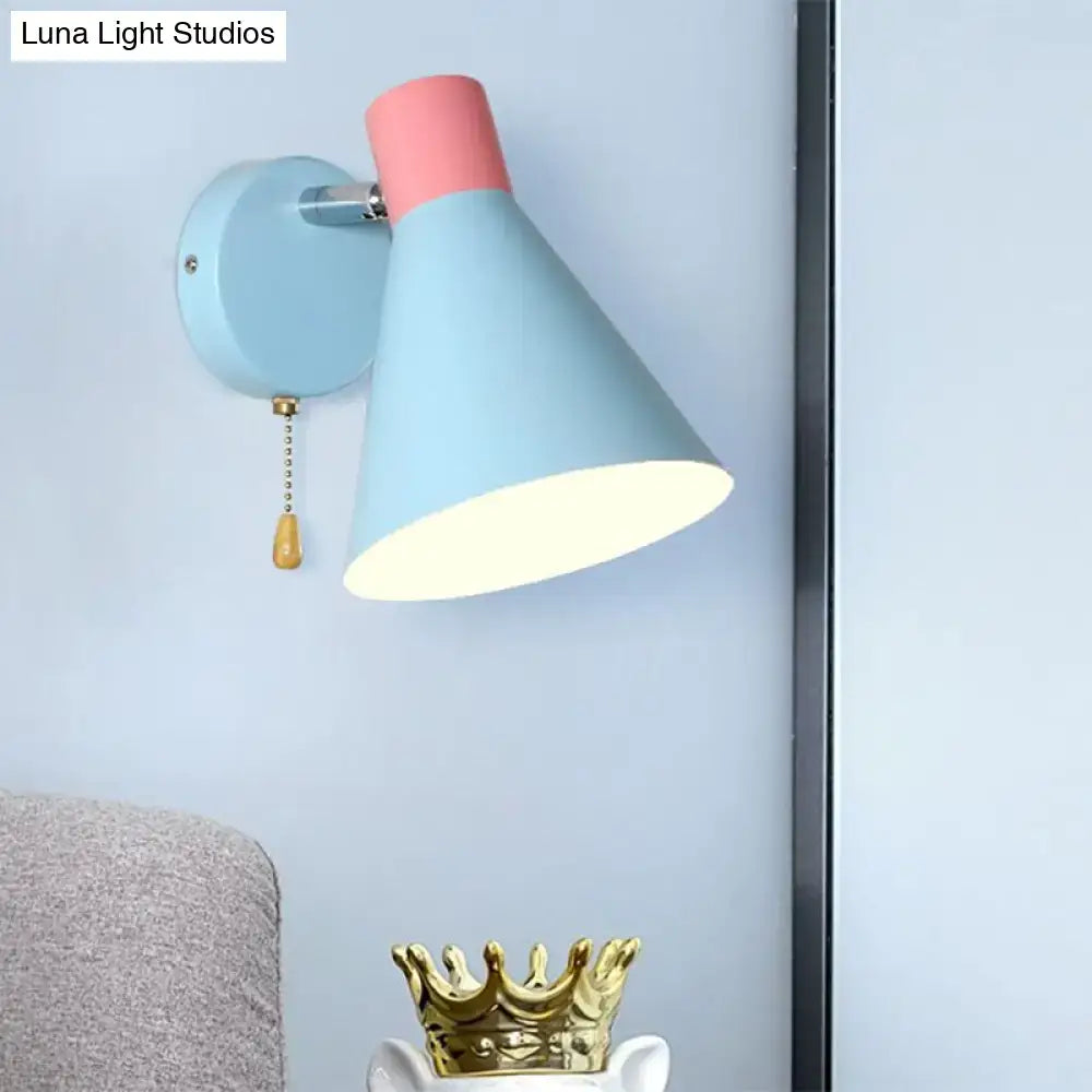 Metallic Cone Wall Light by Decorbites, pastel blue cone with pink tip, wall lamp on Tampa Home & Garden Store