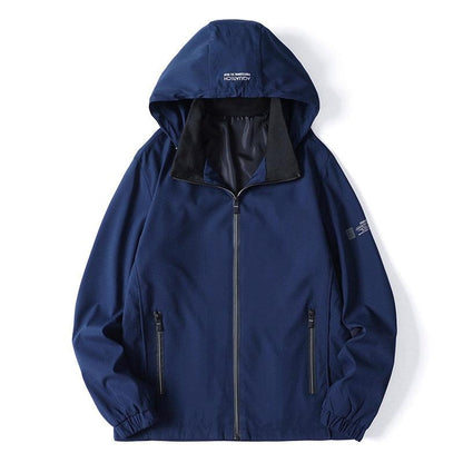 Blue Stevvex jacket with hood, zip pockets, men's outdoor coat on Tampa Home & Garden Store