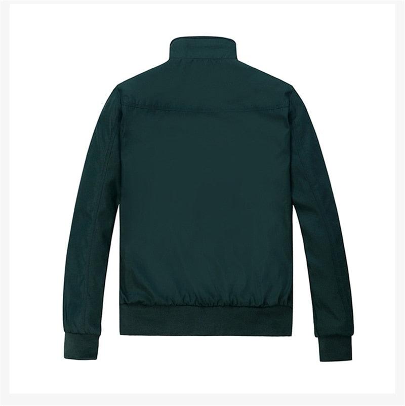 Blue lightweight windbreaker jacket back view with ribbed hem and cuffs on Tampa Home & Garden Store