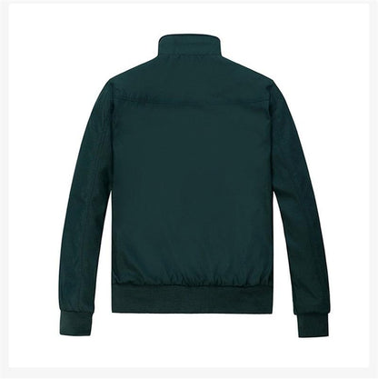 Blue lightweight windbreaker jacket back view with ribbed hem and cuffs on Tampa Home & Garden Store