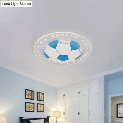 Blue and White Football Kids Led Flush Mount Lamp