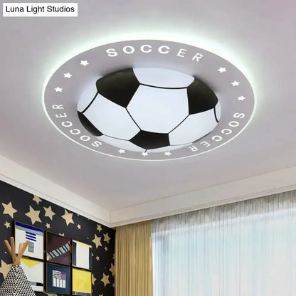 Blue and White Football Kids Led Flush Mount Lamp