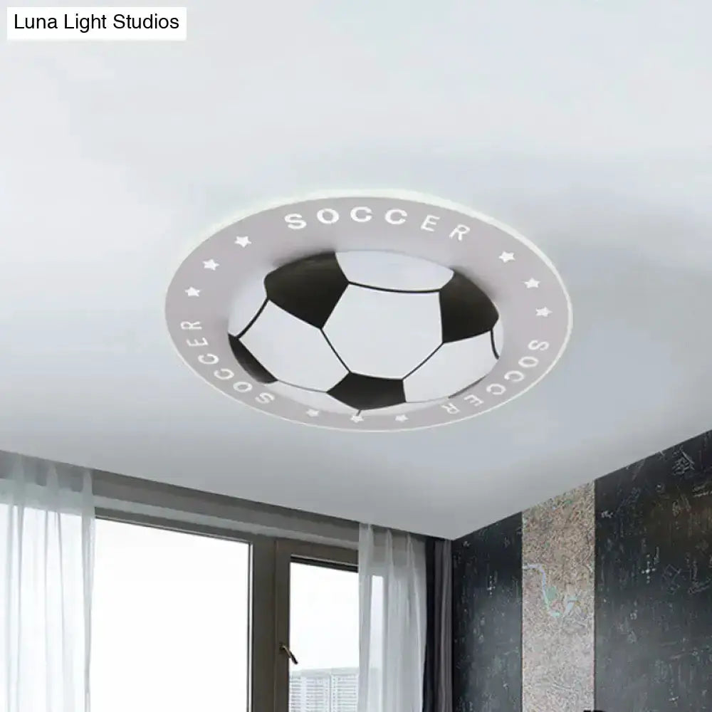 Blue and White Football Kids Led Flush Mount Lamp