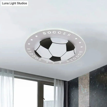 Blue and White Football Kids Led Flush Mount Lamp