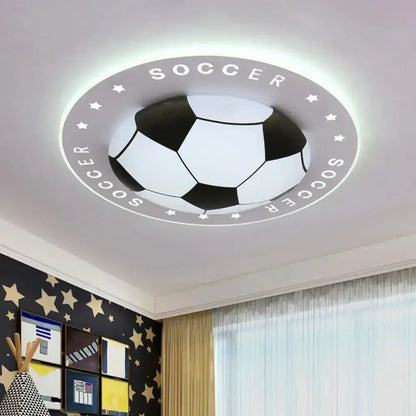 Blue and White Football Kids Led Flush Mount Lamp