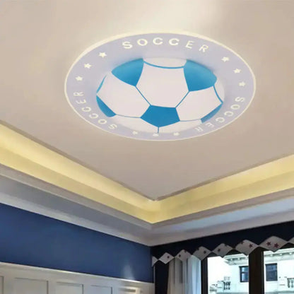 Blue and White Football Kids Led Flush Mount Lamp