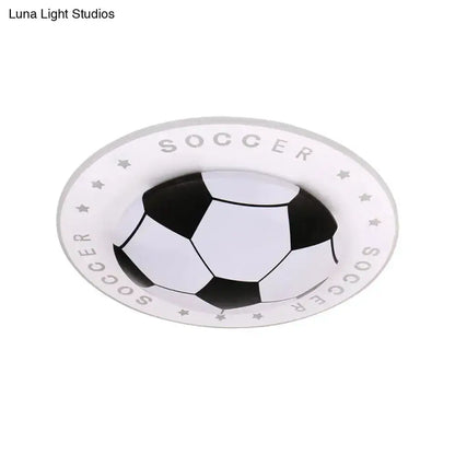 Blue and White Football Kids Led Flush Mount Lamp