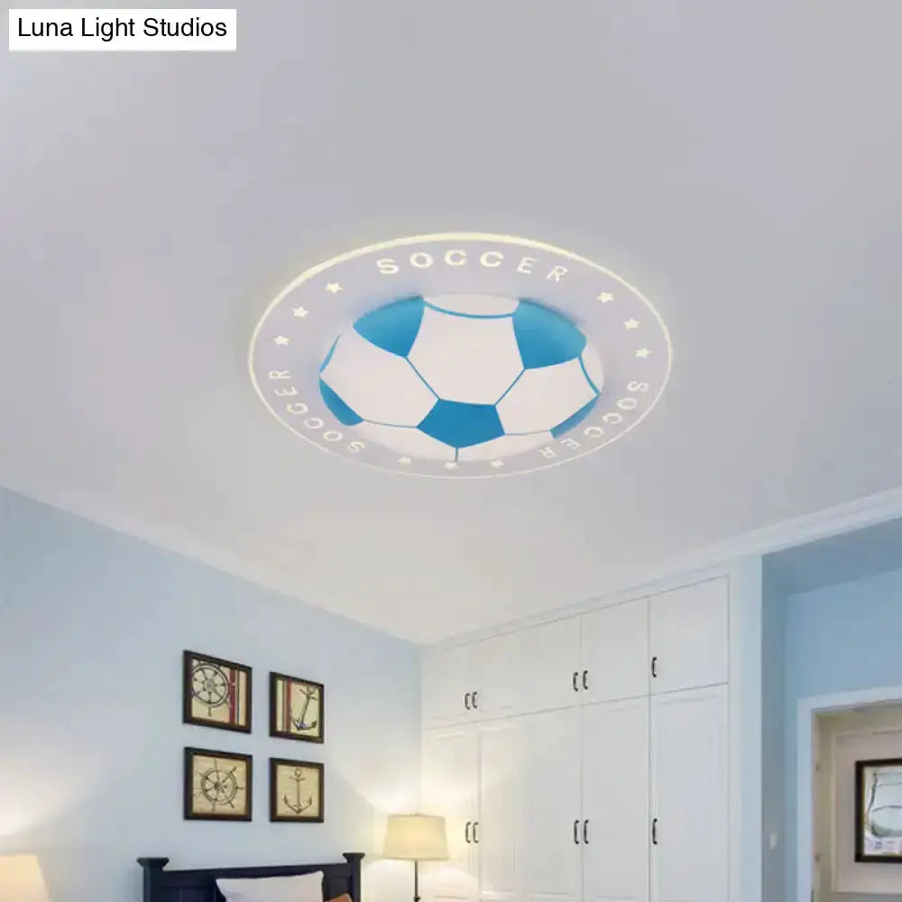 Blue and White Football Kids Led Flush Mount Lamp