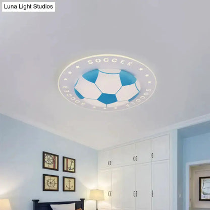 Blue and White Football Kids Led Flush Mount Lamp
