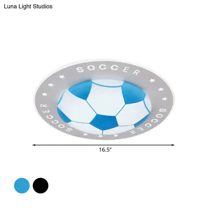 Blue and White Football Kids Led Flush Mount Lamp