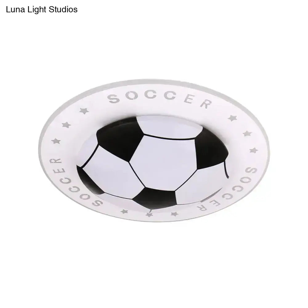 Blue and White Football Kids Led Flush Mount Lamp