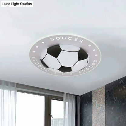 Blue and White Football Kids Led Flush Mount Lamp