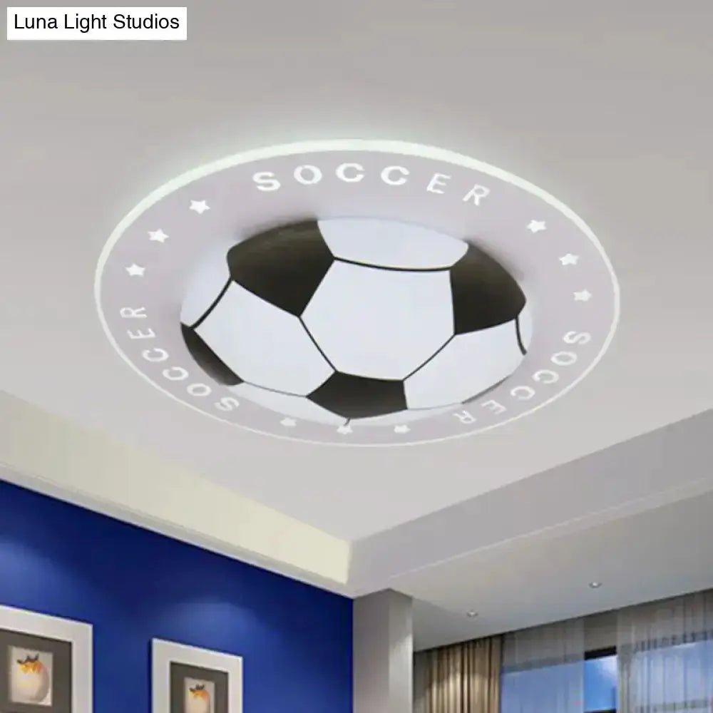 Blue and White Football Kids Led Flush Mount Lamp