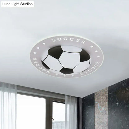 Black football ceiling light round flush-mount with soccer ball motif and gray edge on Tampa Home & Garden Store