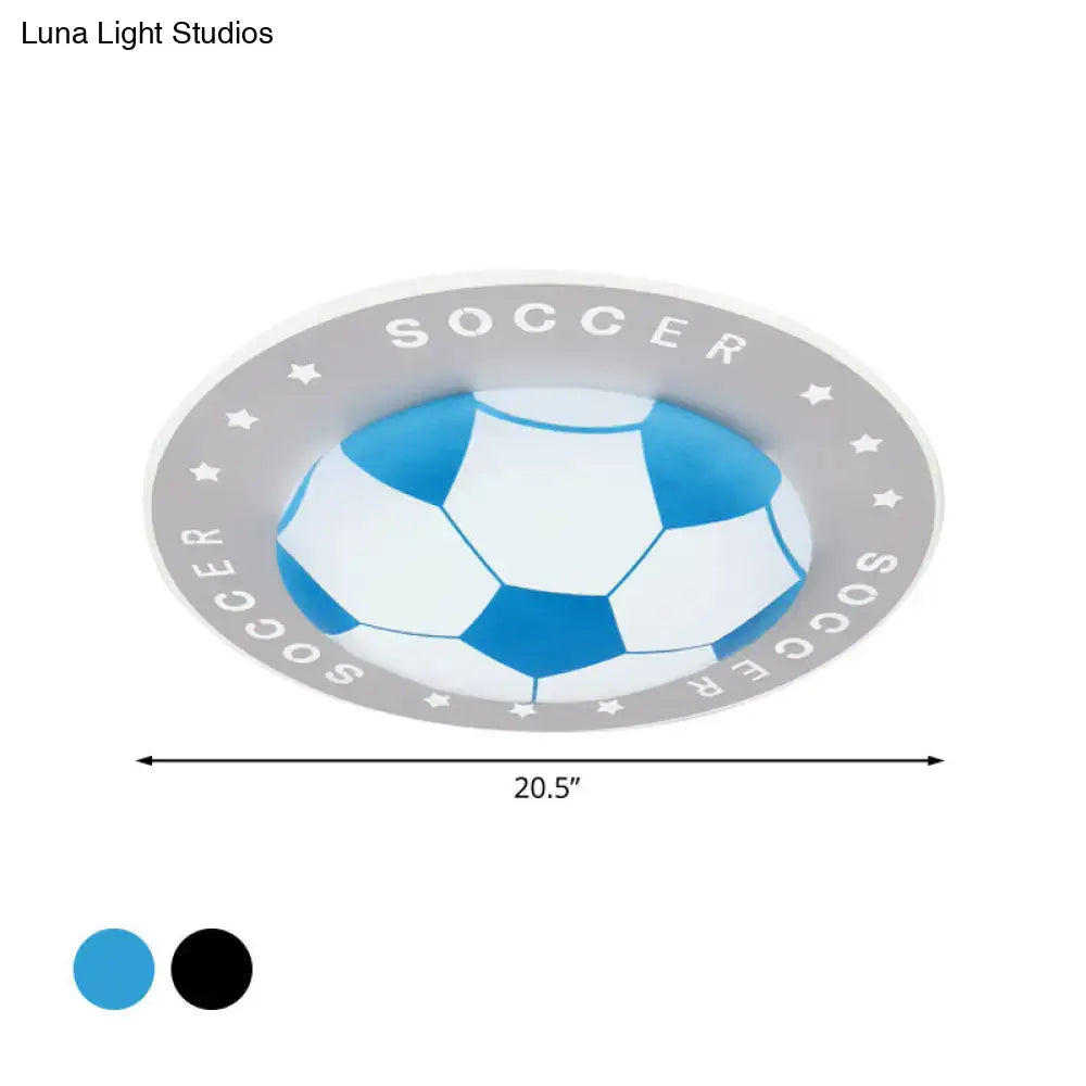 Black football ceiling light with soccer ball motif, Decorbites flush mount, 20.5 inch diameter on Tampa Home & Garden Store