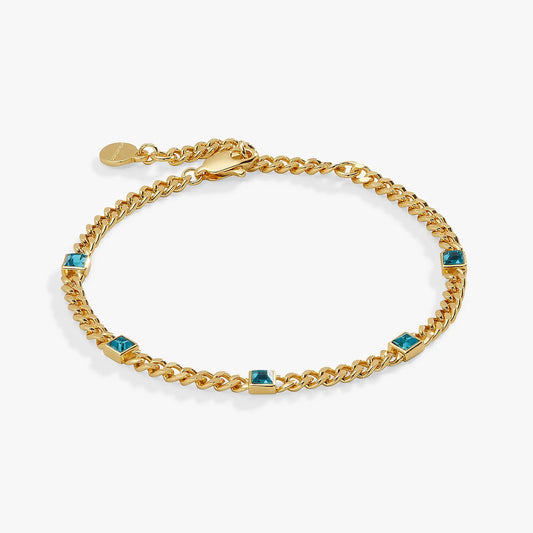 Bracelet December Birthstone Zircon curb chain by Alex and Ani, gold-tone with blue stones on Tampa Home & Garden Store