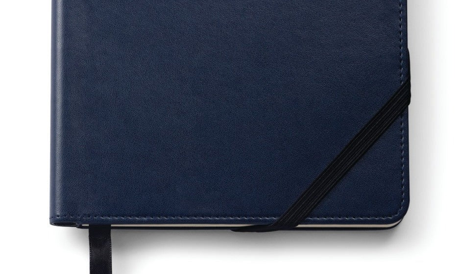 Medium Midnight Blue Journal by A.T. Cross with diagonal elastic and ribbon bookmark on Tampa Home & Garden Store