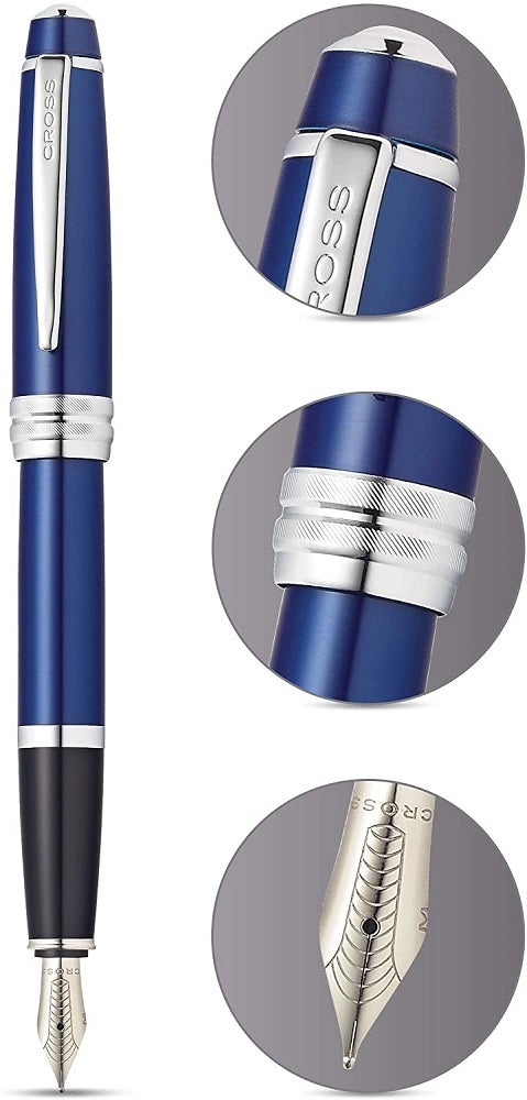 Bailey Blue Lacquer Stainless Steel Medium Nib Fountain Pen by A.T. Cross on Tampa Home & Garden Store