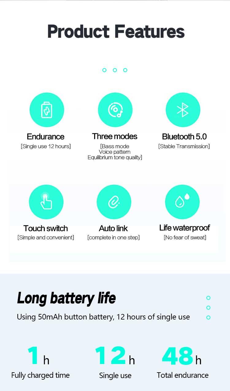 Stevvex in-ear headphones ST10SFFYE4NMF Bluetooth 5.0 waterproof 12h battery LED charging box on Tampa Home & Garden Store
