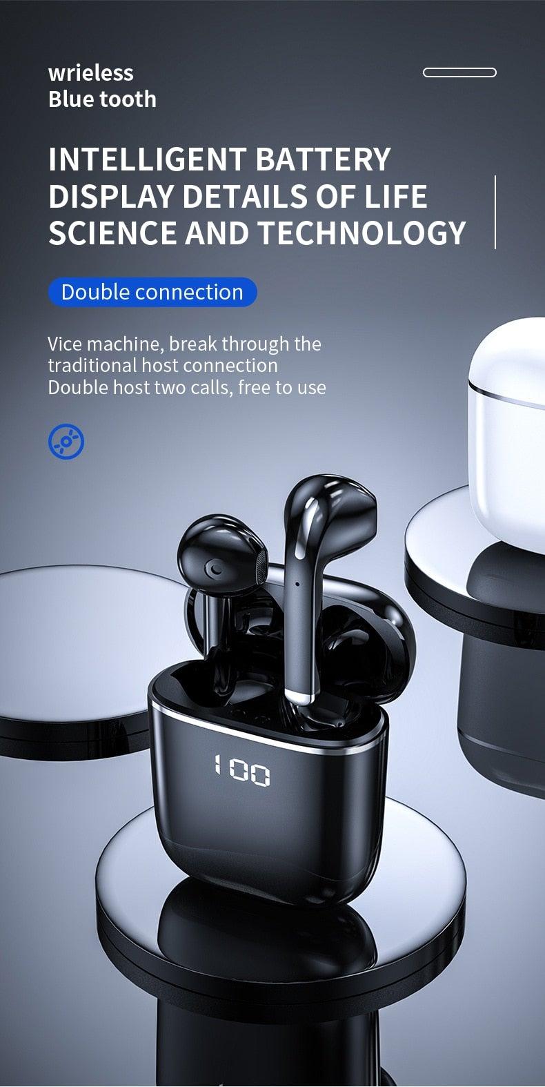 Stevvex in-ear Bluetooth 5.0 earphones with LED charging case, black on Tampa Home & Garden Store