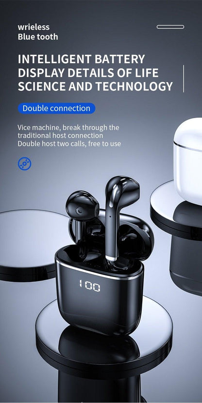 Stevvex in-ear Bluetooth 5.0 earphones with LED charging case, black on Tampa Home & Garden Store