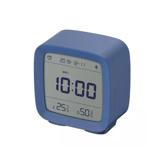 Bluetooth alarm clock Stevvex in blue with LCD display, temperature and humidity dual alarms on Tampa Home & Garden Store