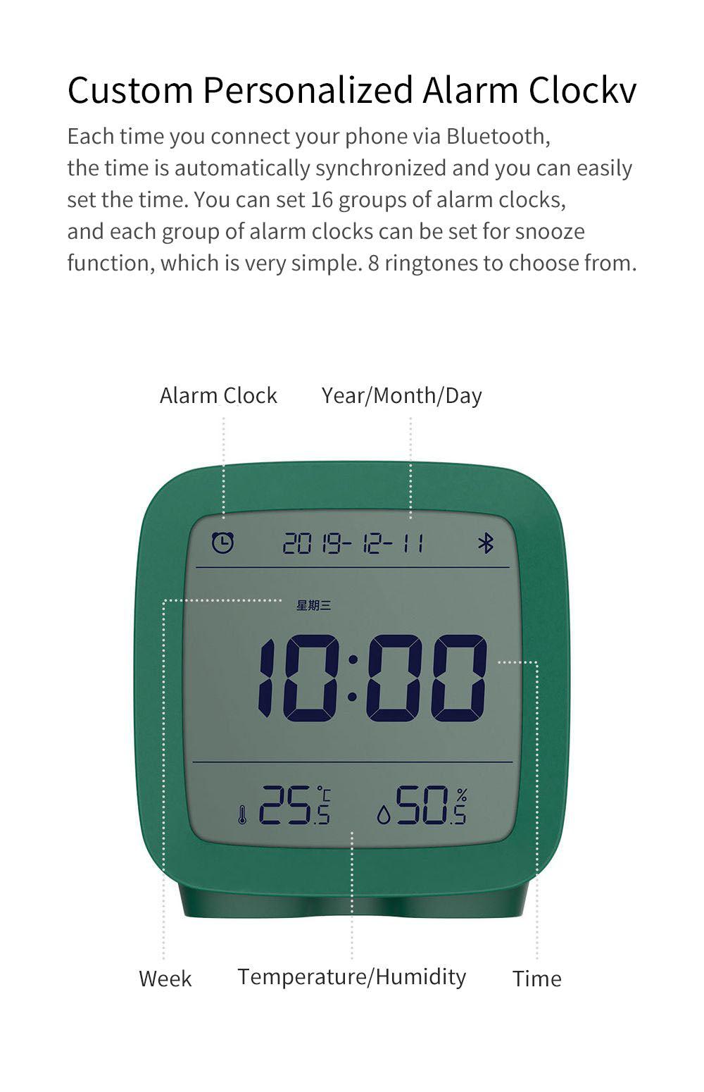 Stevvex Bluetooth alarm clock with LCD display showing time, date, 25°C and 50% humidity on Tampa Home & Garden Store
