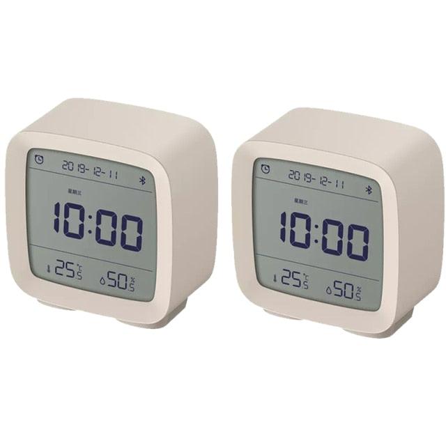 Stevvex beige Bluetooth alarm clocks, two units, LCD temp & humidity, USB powered on Tampa Home & Garden Store