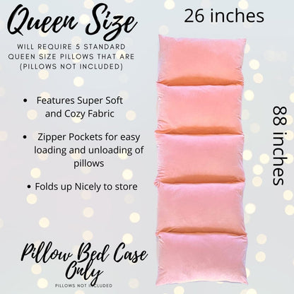 Pink pillow bed case for queen-size pillows from Boba Tea Children's Teepee Play Set by Chicky Chicky Bling Bling on Tampa Home & Garden Store
